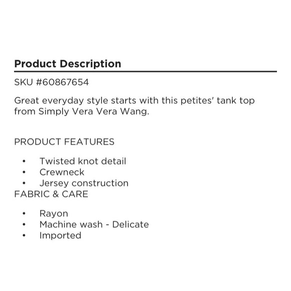 3/$30 NWT Simply Vera Vera Wang Sleeveless White Twisted
Knot Petite Large - Picture 13 of 14